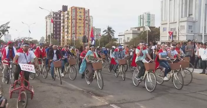 Cuban youth hold march to protest U.S. blockade