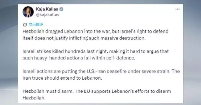 Israeli strikes on Lebanon do not fall within self-defense: EU foreign policy chief