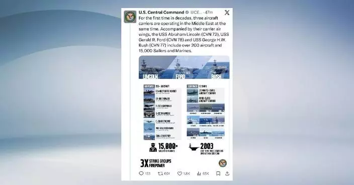 3 U.S. carriers operate simultaneously in Middle East for first time in decades: U.S. Central Command