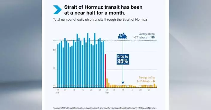 Ship traffic through Strait of Hormuz plummets 95.3 pct: UN data