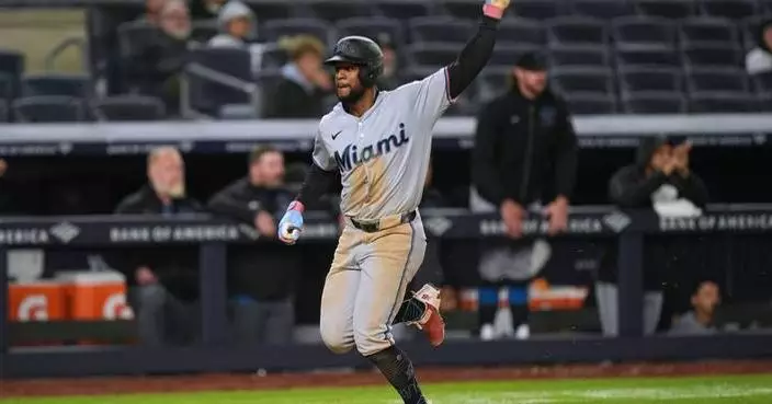 Pauley’s go-ahead, 2-run double in 4-run 8th lifts Marlins over Yankees 7-6