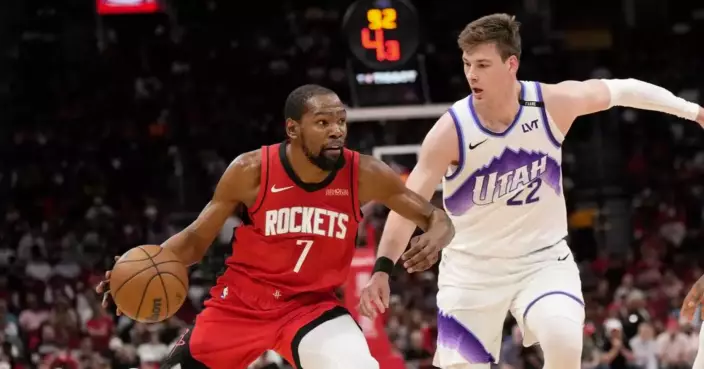 Rockets win their 5th straight, beating the Jazz 140-106 behind 25 points from Kevin Durant