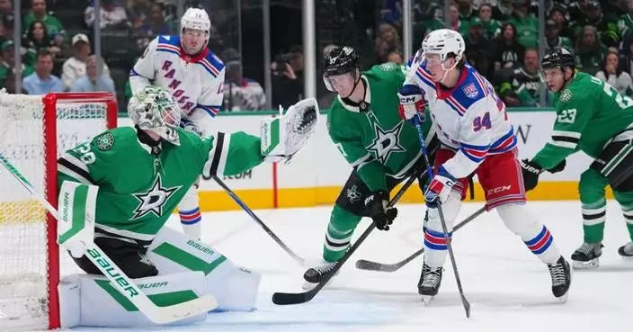 Robertson scores twice, Oettinger earns shutout as Stars beat Rangers 2-0 and clinch 2nd in Central