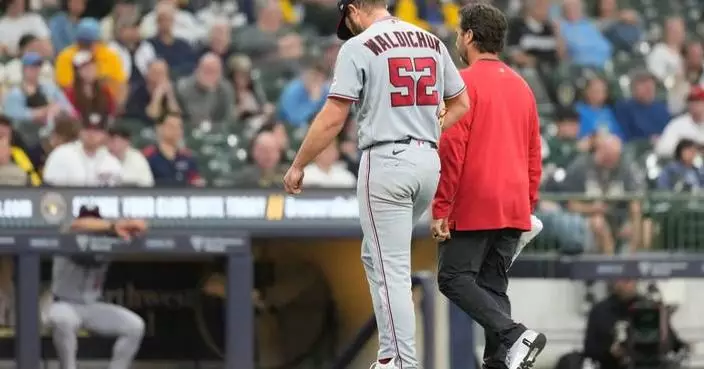 Nationals reliever Ken Waldichuk leaves game vs. Brewers after hurting his arm on pitch