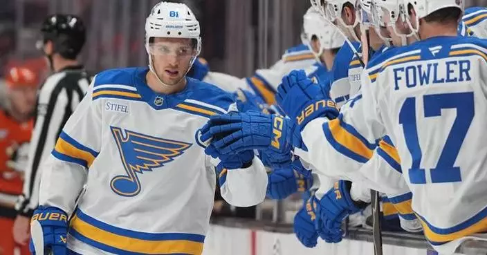 Dylan Holloway’s two goals help Blues keep slim playoff hopes alive with 6-2 win over Ducks