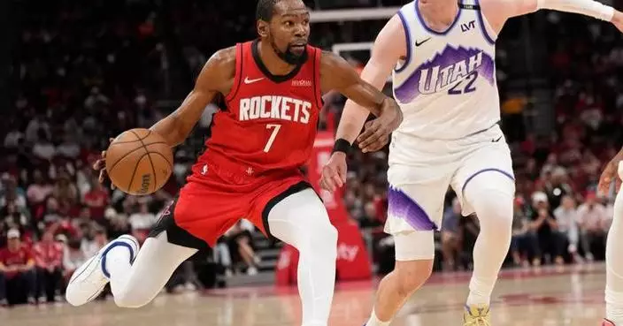 Rockets win their 5th straight, beating the Jazz 140-106 behind 25 points from Kevin Durant