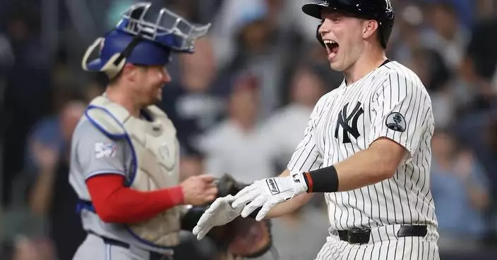 Yankees get homers from Rice and McMahon, hold off Blue Jays 5-4 in 90-degree heat