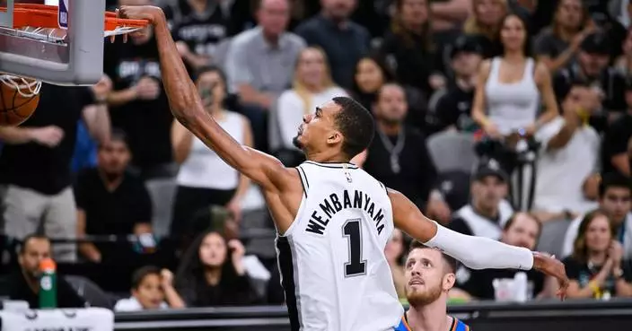 Wembanyama scores 33 points to help Spurs rebound and trounce Thunder 103-82 to even West finals