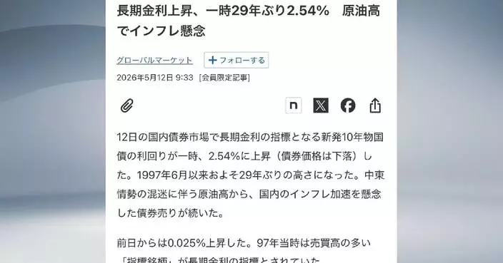 Japan’s 10-year gov’t bond yield hits 29-year high