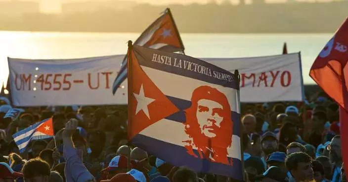 Cuba’s electric and petroleum workers celebrate their colleagues during massive rally