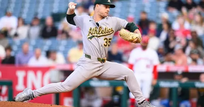 Athletics pitcher J.T. Ginn working on no-hitter through 8 innings against the Angels