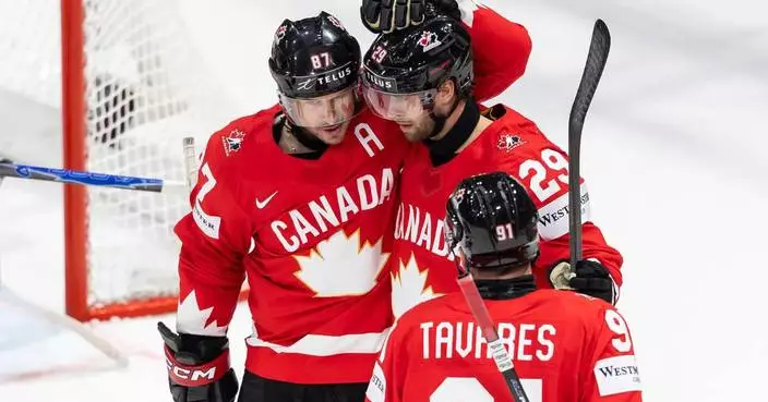Canada beats Denmark and Crosby tallies 4 assists in third-period surge at hockey worlds