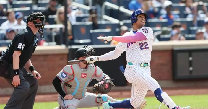 Soto’s grand slam and Benge’s leadoff homer help Mets pound Marlins 10-1 for 3-game sweep