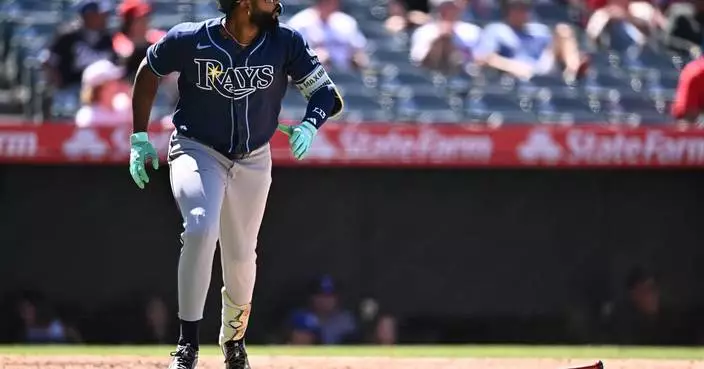 Caminero hits tiebreaking homer in 8th and Rays avoid sweep with 8-3 victory over Angels