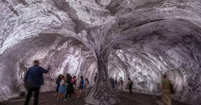 Monumental cave art on Paris' oldest bridge finally opens, as the public steps and sniffs inside