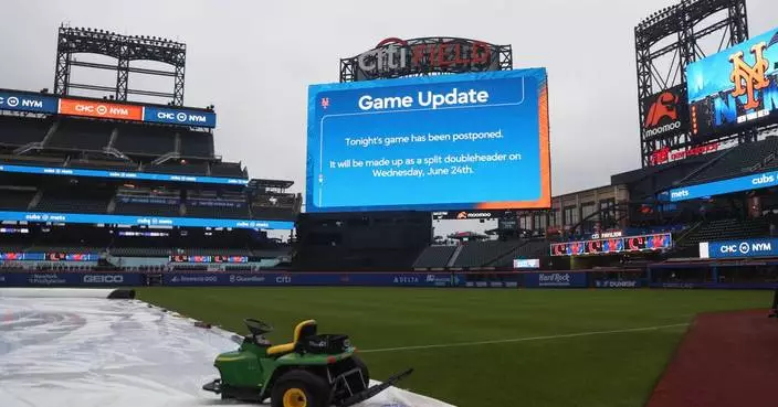 Cubs-Mets game postponed by rain; teams will play split doubleheader on Wednesday