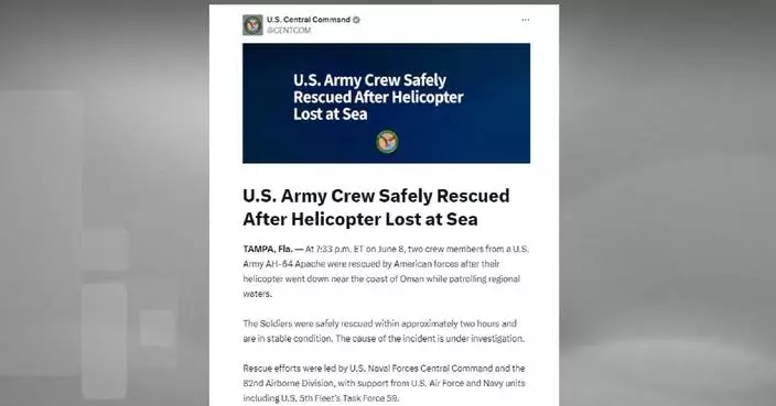 U.S. military confirms helicopter crash near Strait of Hormuz, Trump vows to respond