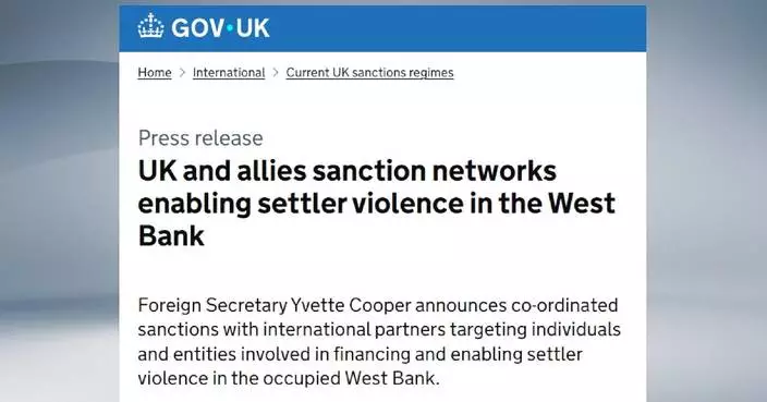 Six Western countries announce sanctions over West Bank settler violence