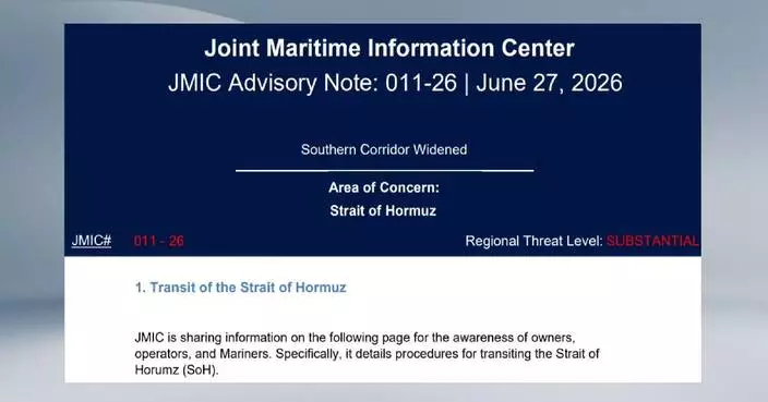 U.S.-led maritime center raises threat level in Strait of Hormuz to "substantial"
