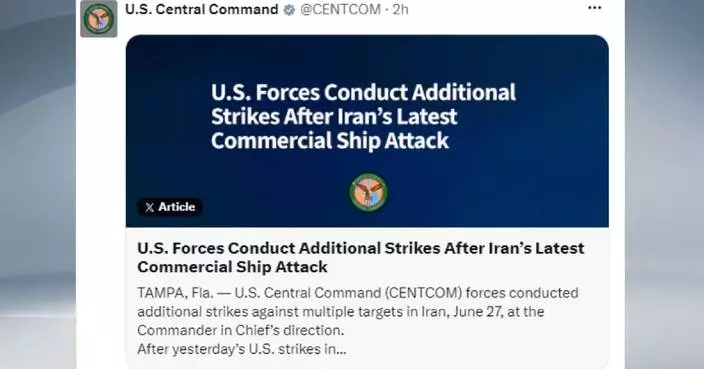 US conducts further strikes against Iran: US command