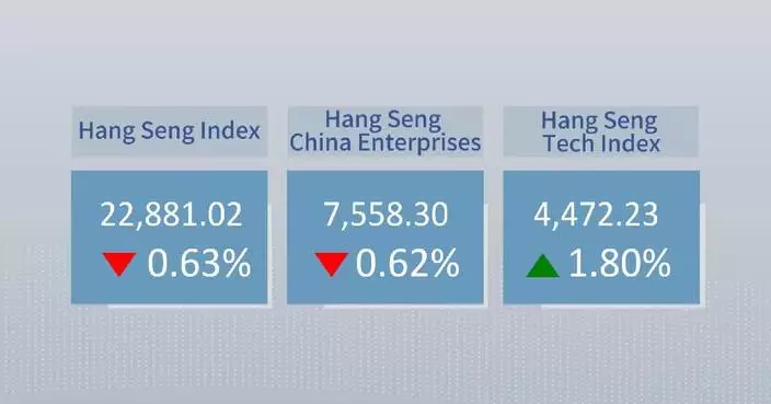 Hong Kong's Hang Seng Index closes 0.63 pct lower