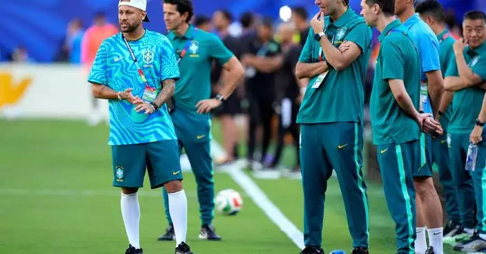 Neymar returns to action for limited training with Brazil at the World Cup