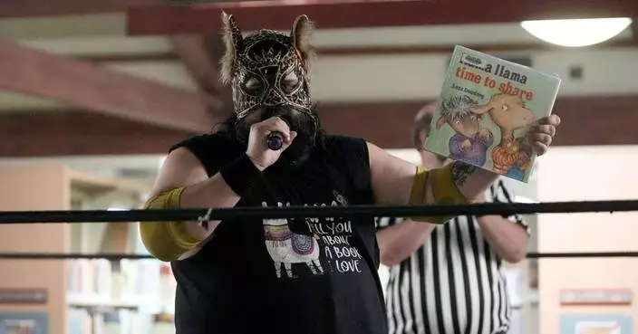Wrestling matches provide an action-packed story time at US libraries, in photos