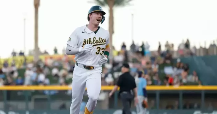 Bolte hits 1st MLB homer and A's go deep 5 more times in Las Vegas for 7-5 win over Brewers