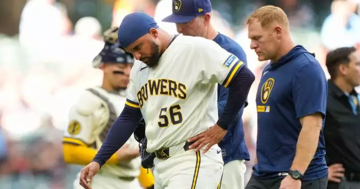 Brewers relievers DL Hall and Grant Anderson leave with injuries during 12-9 loss to Giants