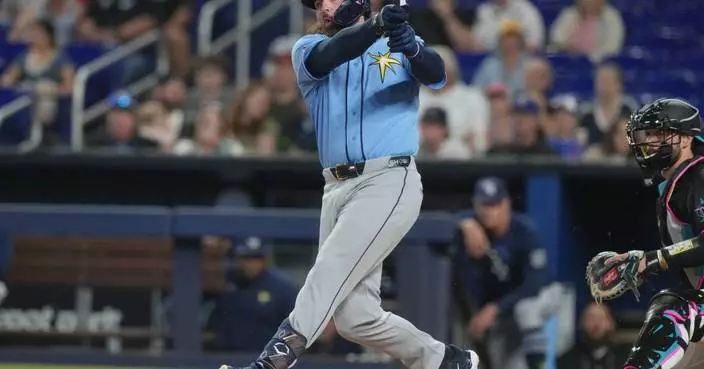 Rasmussen allows 1 hit over 7 innings, Caminero reaches base 5 times as Rays beat Marlins 6-0