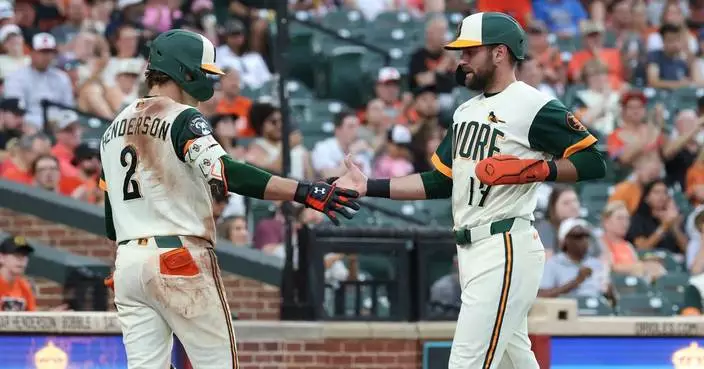 Henderson hits 100th career homer to help the Orioles beat the Padres