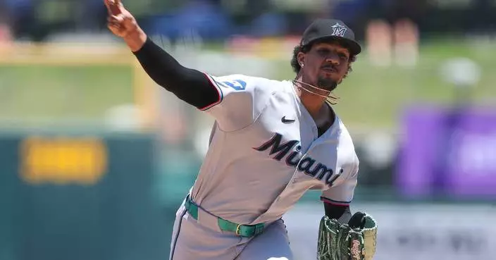 Eury Pérez perfect for 7 innings, then Marlins hang on for 9-8 win over A's