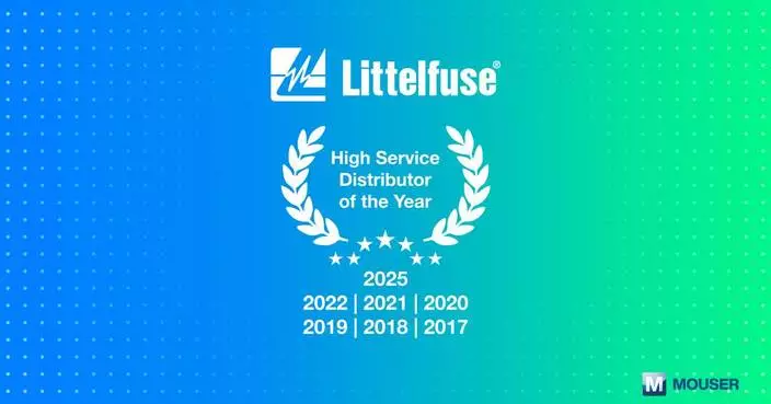 Mouser Receives 2025 Global High Service Distributor of the Year Award from Littelfuse for Exceptional Performance