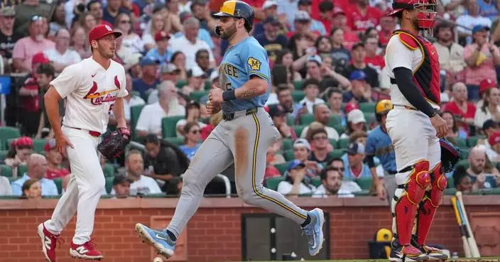 Bauers and Turang homers help the NL Central-leading Brewers beat the Cardinals 8-4