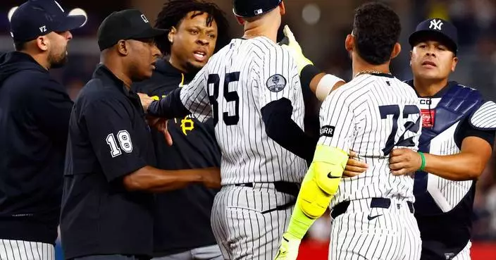 Benches clear in Pirates-Yankees game after Santana shouts at Caballero