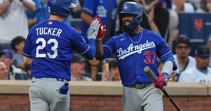 Tucker homers again and Yamamoto allows 1 run in 6 innings as Dodgers beat sloppy Mets 4-3