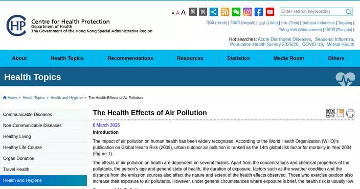 Hong Kong's Air Quality Health Index May Hit Serious Level Today, Health Risks Expected.
