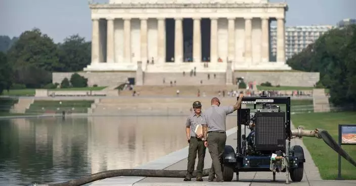 Crews are draining the Lincoln Memorial Reflecting Pool again as part of Trump's troubled revamp