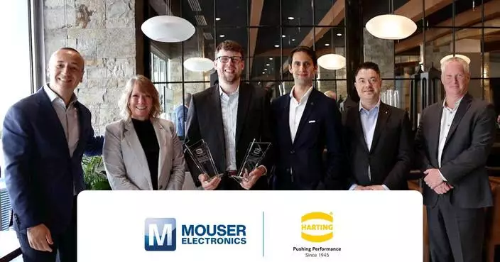 Mouser Electronics Honored with Top Global Distributor, Growth Awards from HARTING for Second Consecutive Year
