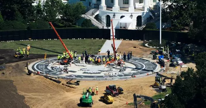 Trump plays White House tour guide to show off work on his helipad and ballroom