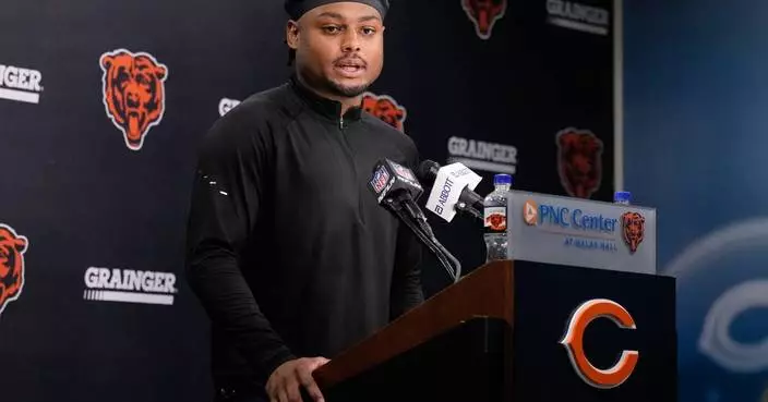 Safety Coby Bryant leaves Chicago Bears practice with injury as running back Kyle Monangai returns