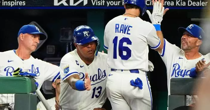 John Rave hits bases-clearing double in 7-run 8th and Royals beat Athletics 9-7