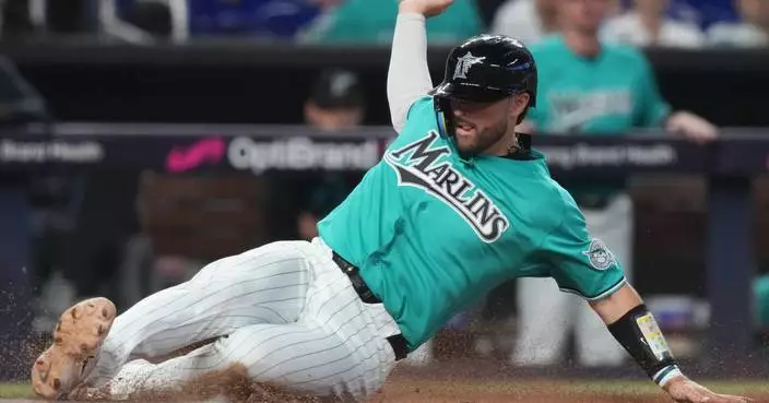 Stowers has 2 hits and 2 RBIs, then leaves with hamstring discomfort as Marlins beat Angels 12-3