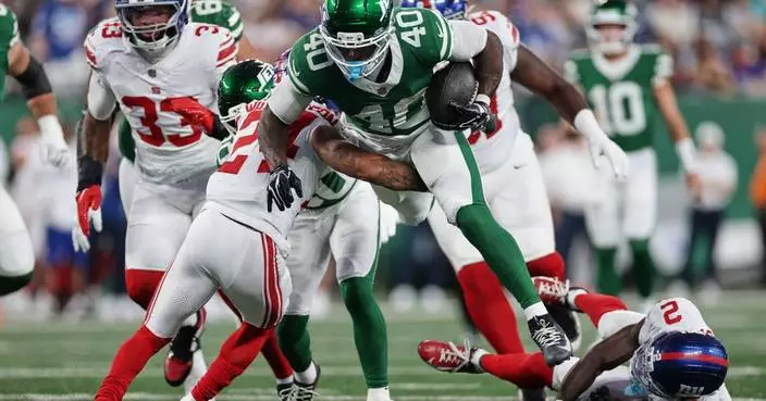 Jets' Chip Trayanum hospitalized with neck injury after early TD in 23-6 preseason loss to Giants