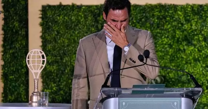 Roger Federer brought to tears during his induction into International Tennis Hall of Fame