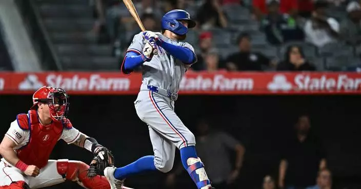 Brandon Nimmo's single in 10th inning helps Rangers beat Angels 4-1 to snap 5-game road skid