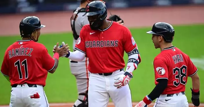 Jo Adell’s night for the Guardians included a 455-foot homer, 6 RBIs, then an early exit