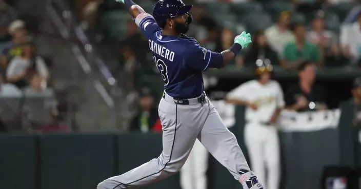 Caminero hits a three-run homer as Rays rally with an eight-run eighth and beat the Athletics 10-6