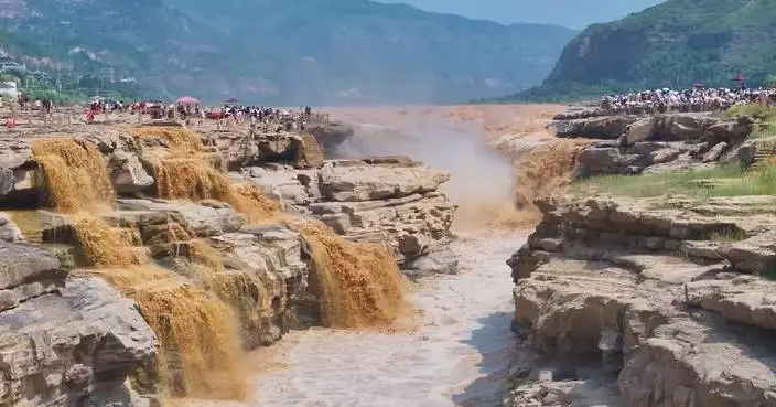 China's Hukou Waterfall enters best viewing period in summer