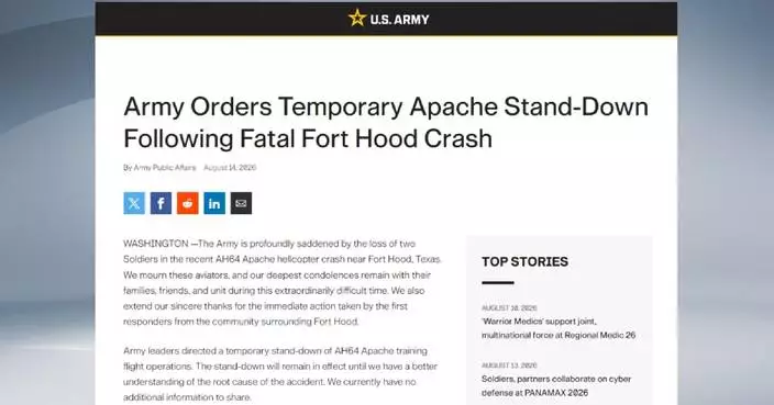 US Army halts Apache helicopter training missions after fatal crash